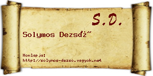 Solymos Dezső névjegykártya